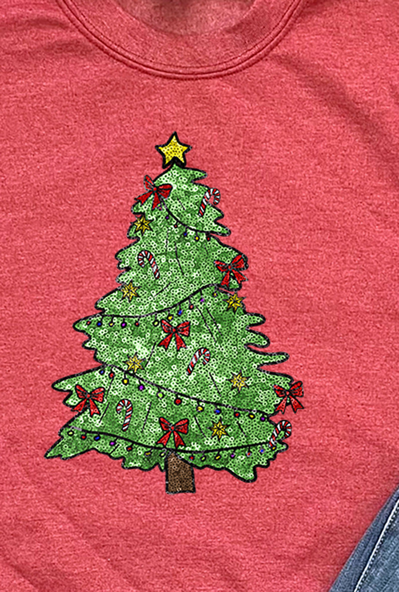 Faux Sequin Christmas Tree Transfer Heavy-weight Crew product image 2