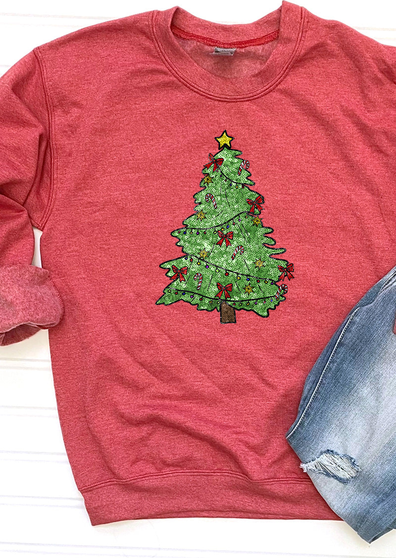 Faux Sequin Christmas Tree Transfer Heavy-weight Crew product image 1