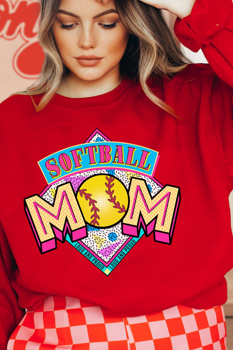 Loud And Proud Softball Mom Heavy-weight Crew Sweatshirt product image 1