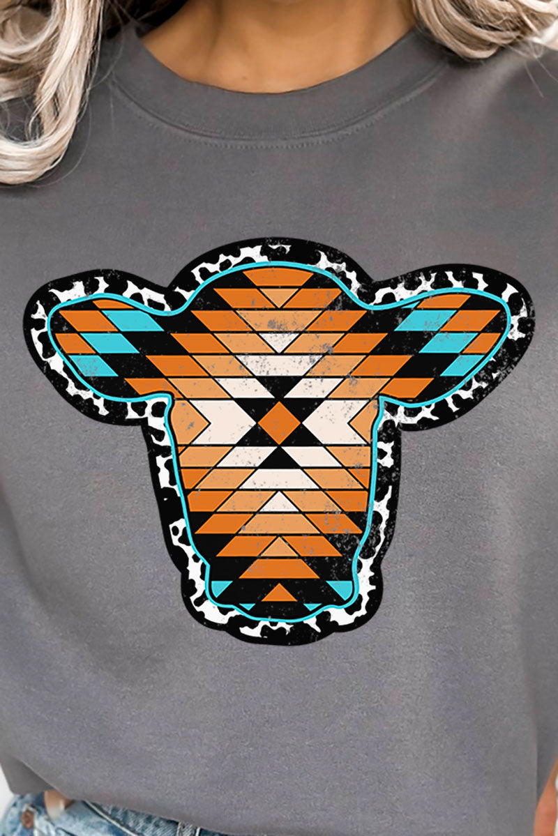 Aztec Cow Portrait Heavy-weight Crew Sweatshirt product image 2