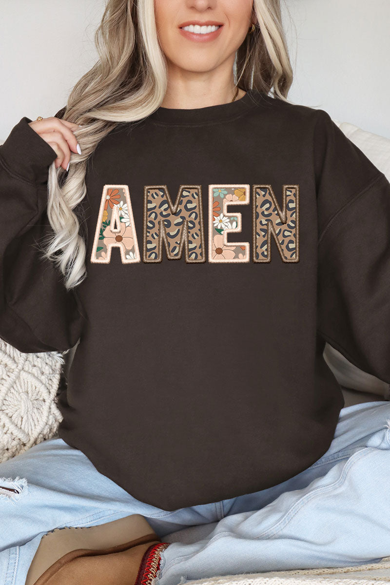 Boho Amen Faux Embroidery Transfer Heavy-weight Crew product image 1