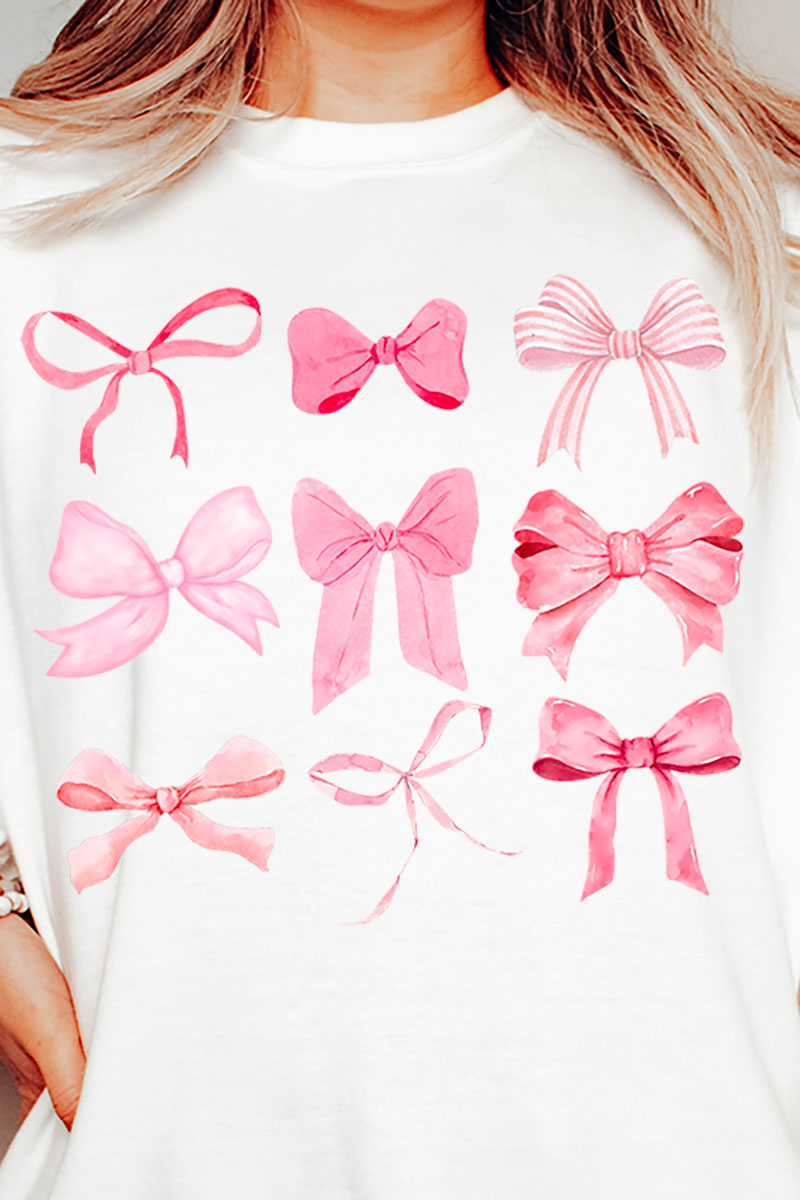 Coquette Pink Ribbon Bows Heavy-weight Crew Sweatshirt product image 2
