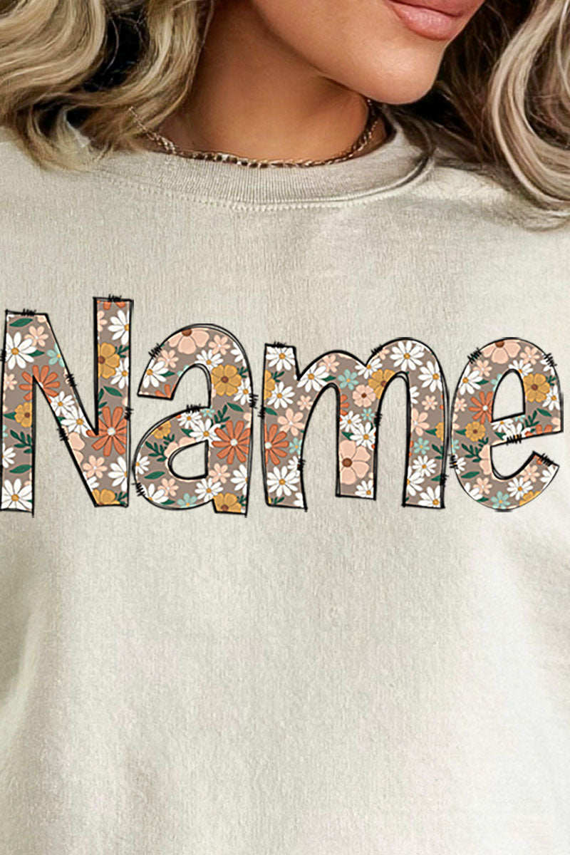 Floral Boho Custom Name Heavy-weight Crew Sweatshirt product image 2
