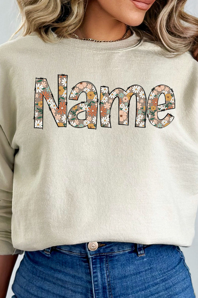 Floral Boho Custom Name Heavy-weight Crew Sweatshirt product image 1