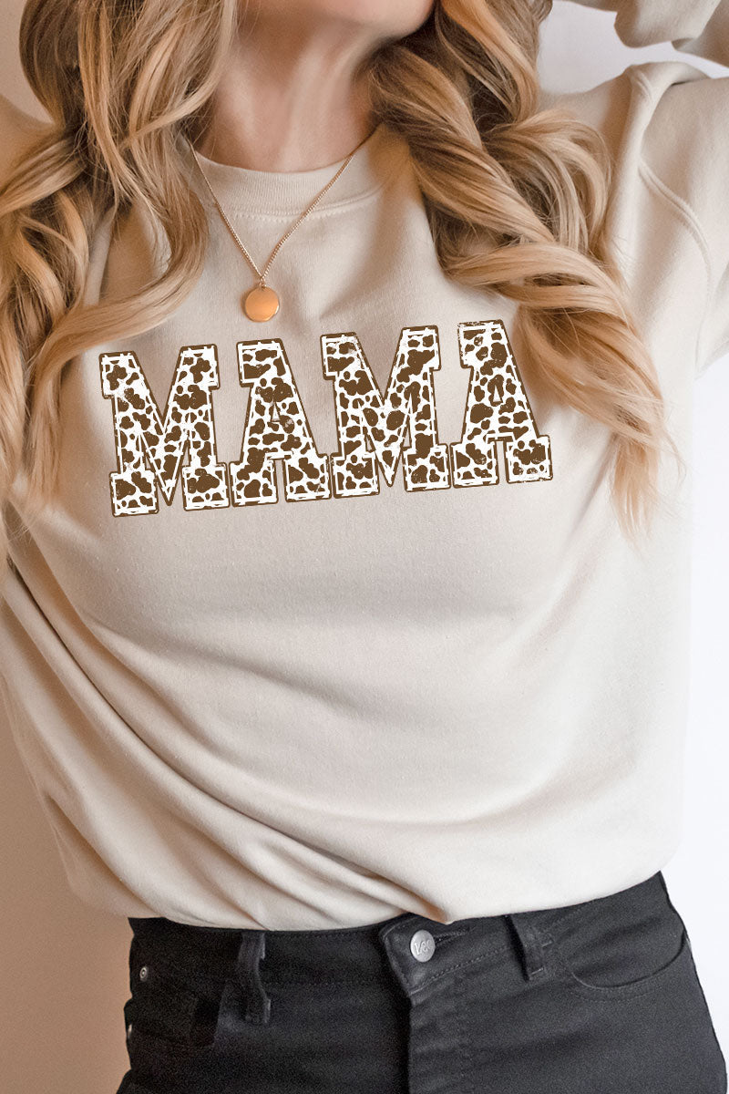 Distressed Brown Cow Mama Heavy-weight Crew Sweatshirt product image 1