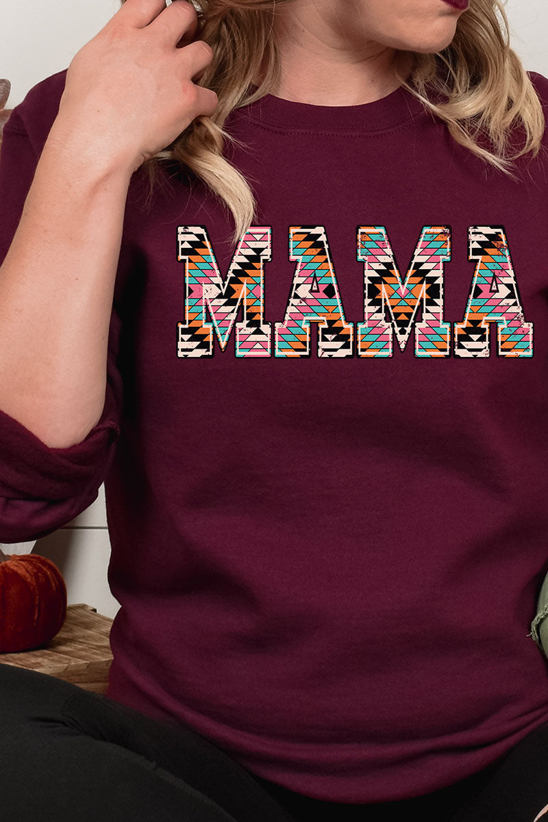 Distressed Aztec Mama Heavy-weight Crew Sweatshirt product image 1