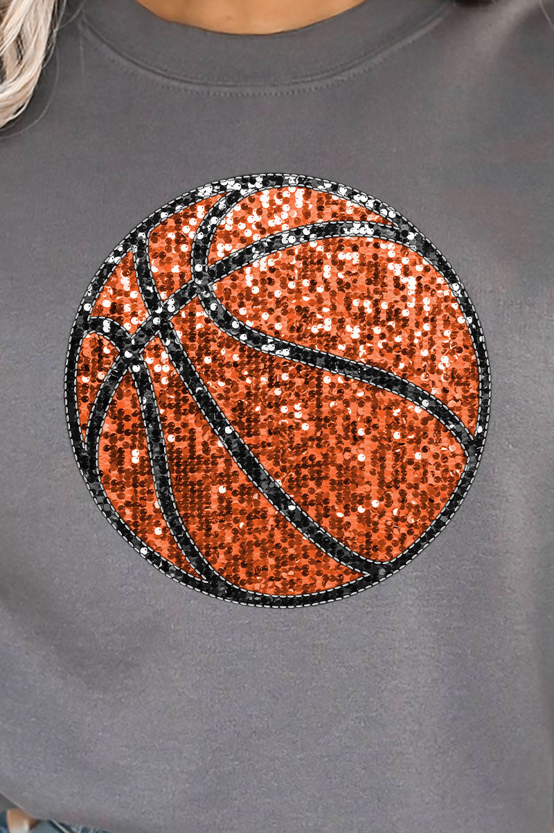 Faux Sequin Basketball Transfer Heavy-weight Crew Sweatshirt product image 2