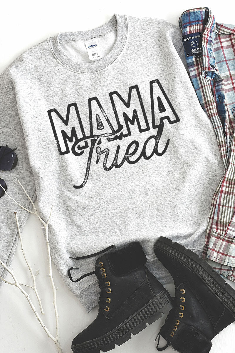 Distressed Mama Tried Heavy-weight Crew Sweatshirt product image 1