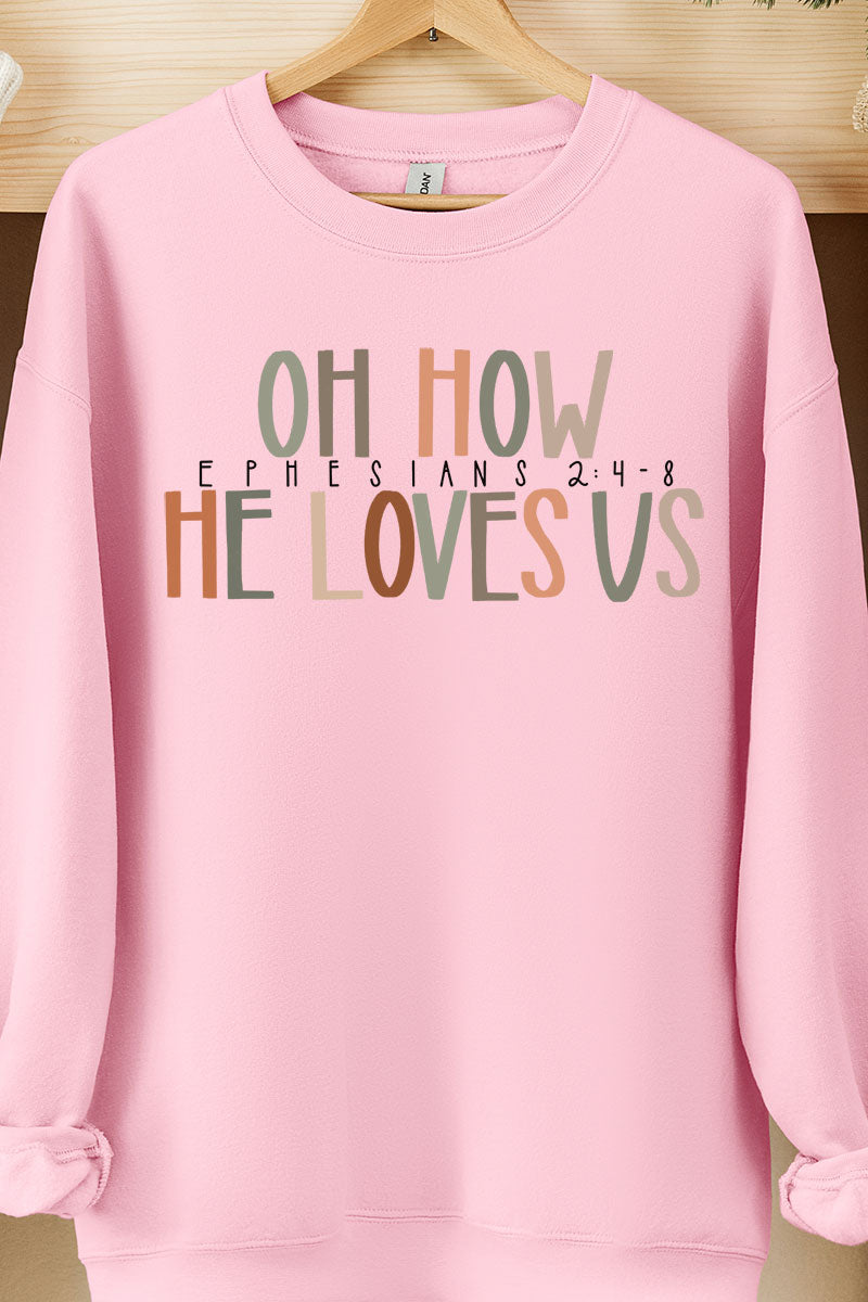 Oh How He Loves Us Heavy-weight Crew Sweatshirt product image 1