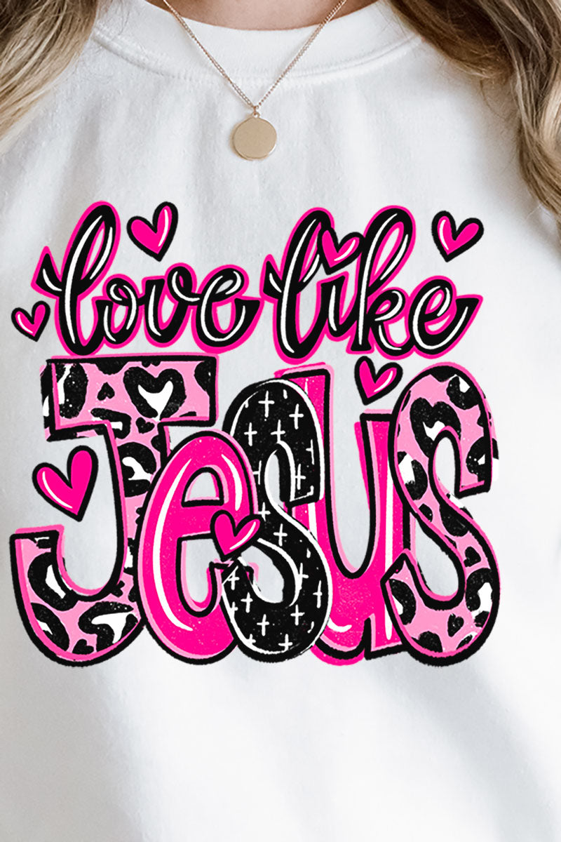 Pink Love Like Jesus Heavy-weight Crew Sweatshirt product image 2