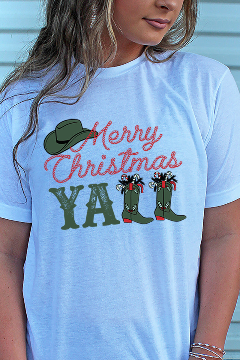 Boots Merry Christmas Y'all Unisex Blend Tee product image 3