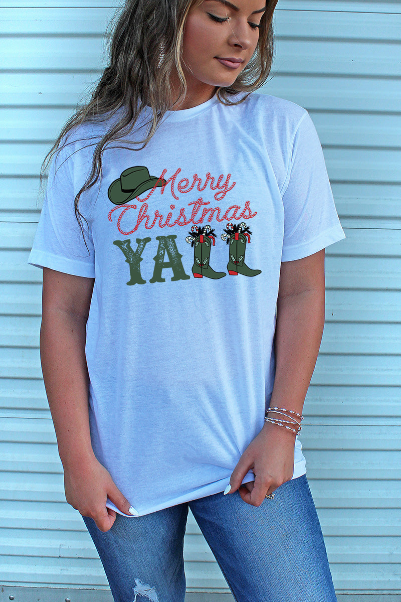 Boots Merry Christmas Y'all Unisex Blend Tee product image 1