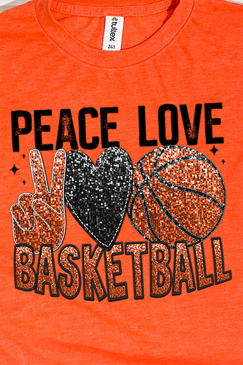 Faux Sequin Peace Love Basketball Transfer Unisex Blend Tee product image 2