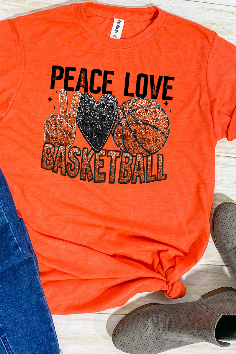 Faux Sequin Peace Love Basketball Transfer Unisex Blend Tee product image 1