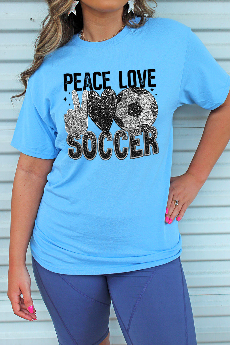 Faux Sequin Peace Love Soccer Transfer Unisex Blend Tee product image 1