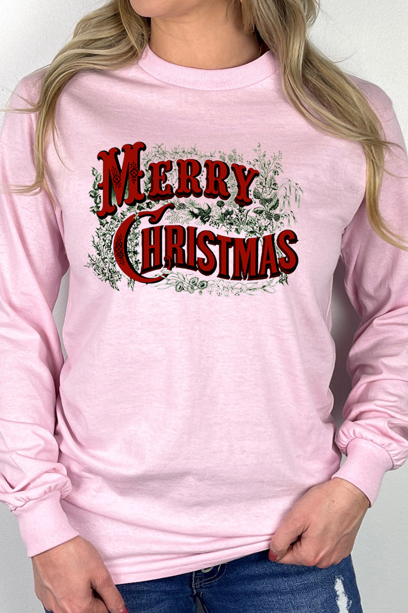 Vintage Merry Christmas Unisex Dri-Power Long-Sleeve 50/50 product image 1