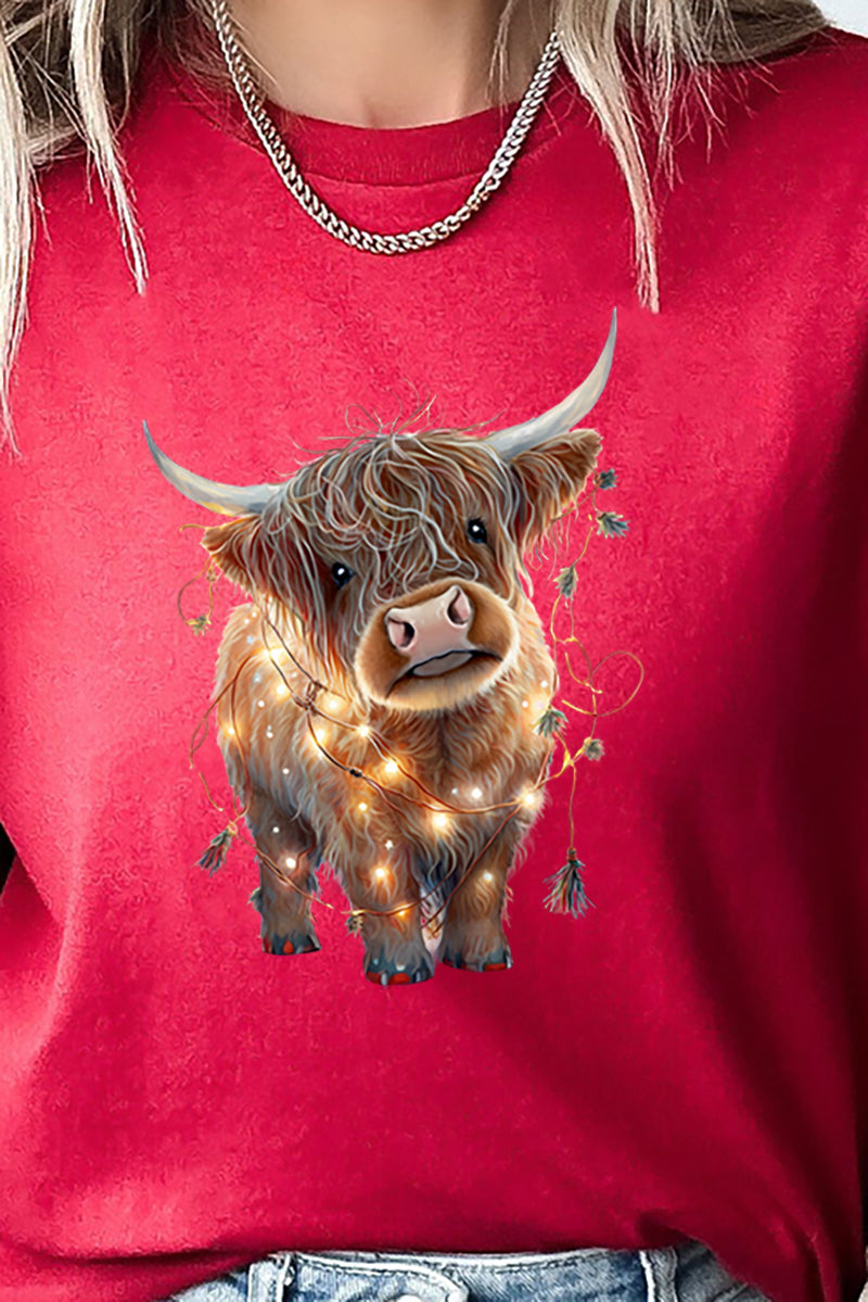Caught In Lights Highland Cow Short Sleeve Relaxed Fit product image 2