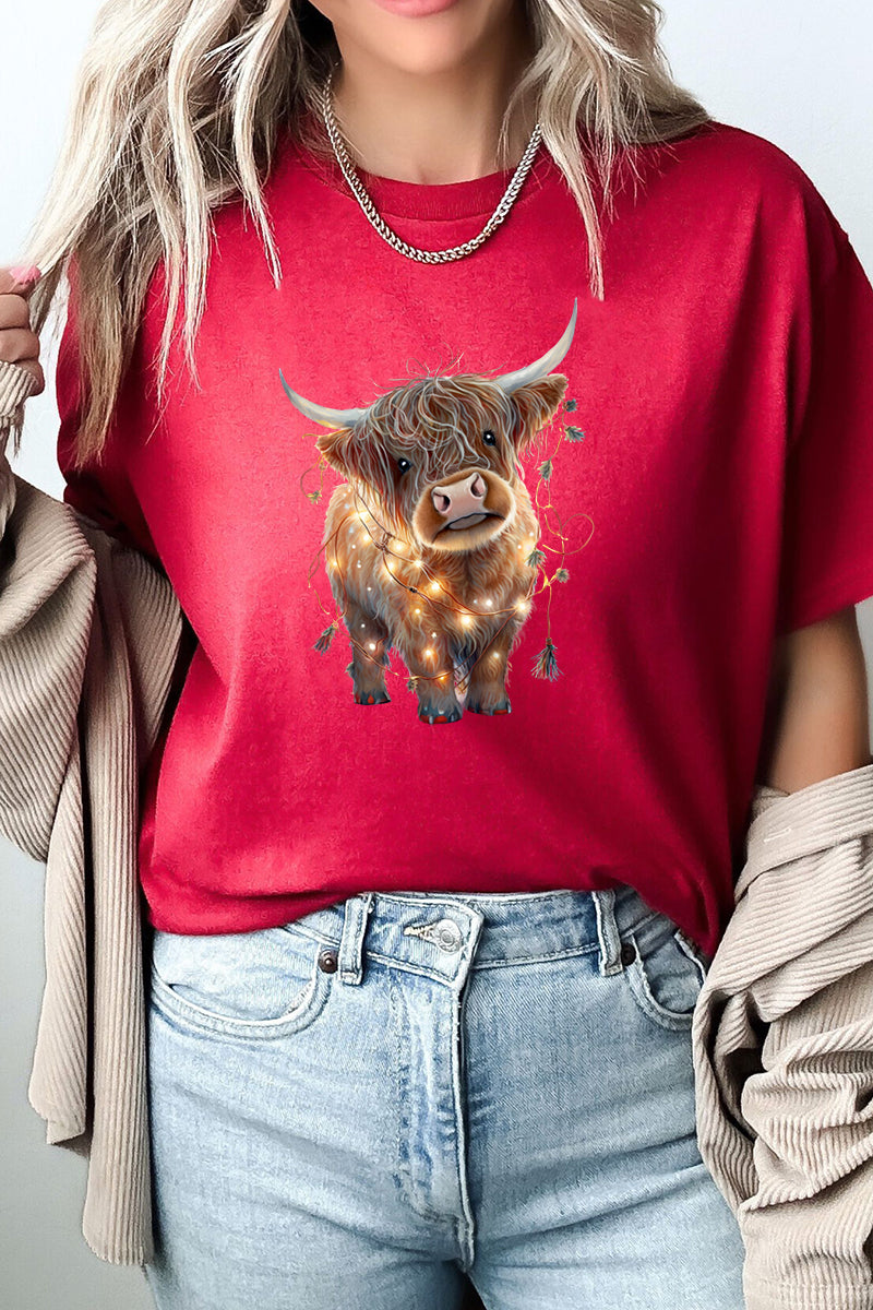 Caught In Lights Highland Cow Short Sleeve Relaxed Fit product image 1