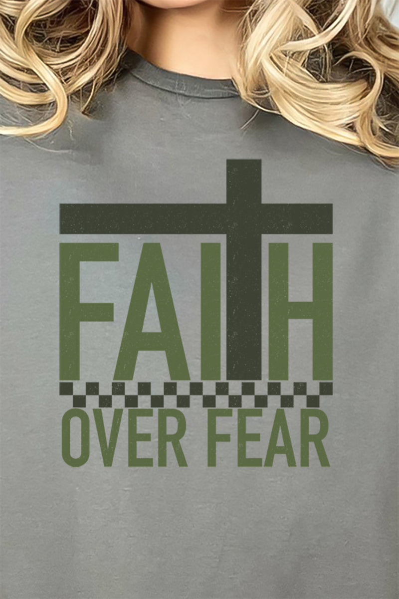 Checked Faith Over Fear Short Sleeve Relaxed Fit T-Shirt product image 2