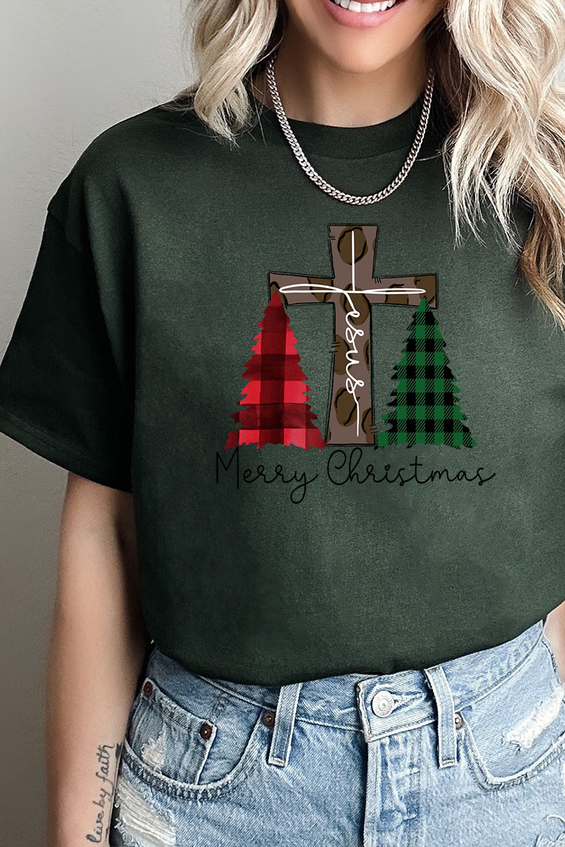 Cross Trees Merry Christmas Short Sleeve Relaxed Fit T-Shirt product image 1
