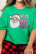Faux Sequin Ho Ho Ho Santa Transfer Short Sleeve Relaxed product image 1