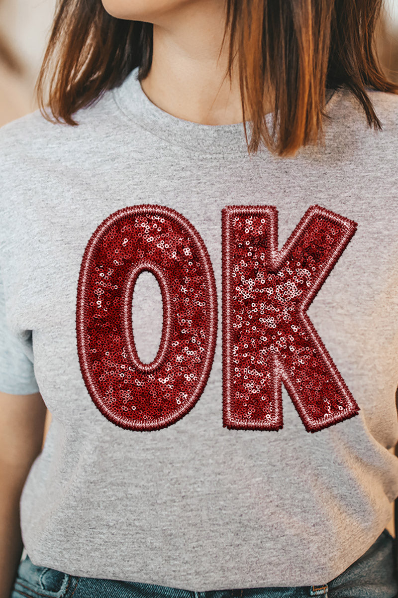 Faux Sequin OK Transfer Short Sleeve Relaxed Fit T-Shirt product image 2