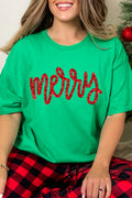 Merry Script Faux Tinsel Transfer Short Sleeve Relaxed Fit product image 1