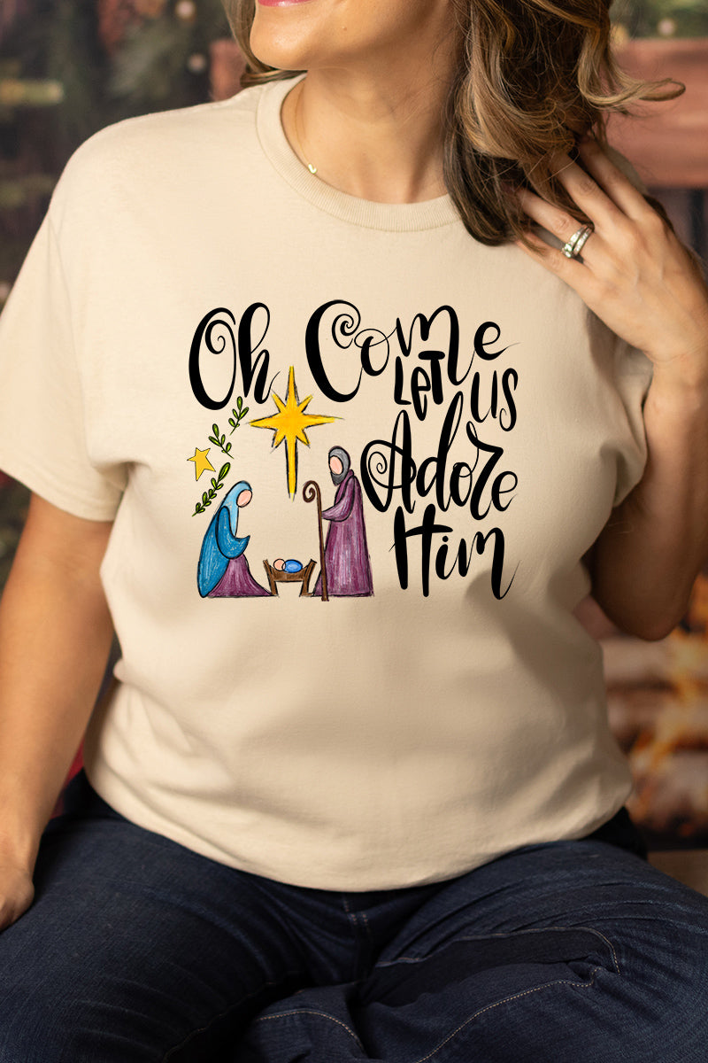 Oh Come Let Us Adore Him Short Sleeve Relaxed Fit T-Shirt product image 1