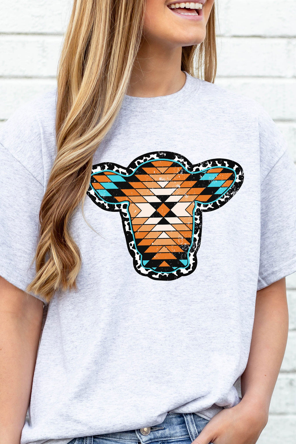 Aztec Cow Portrait Short Sleeve Relaxed Fit T-Shirt product image 1