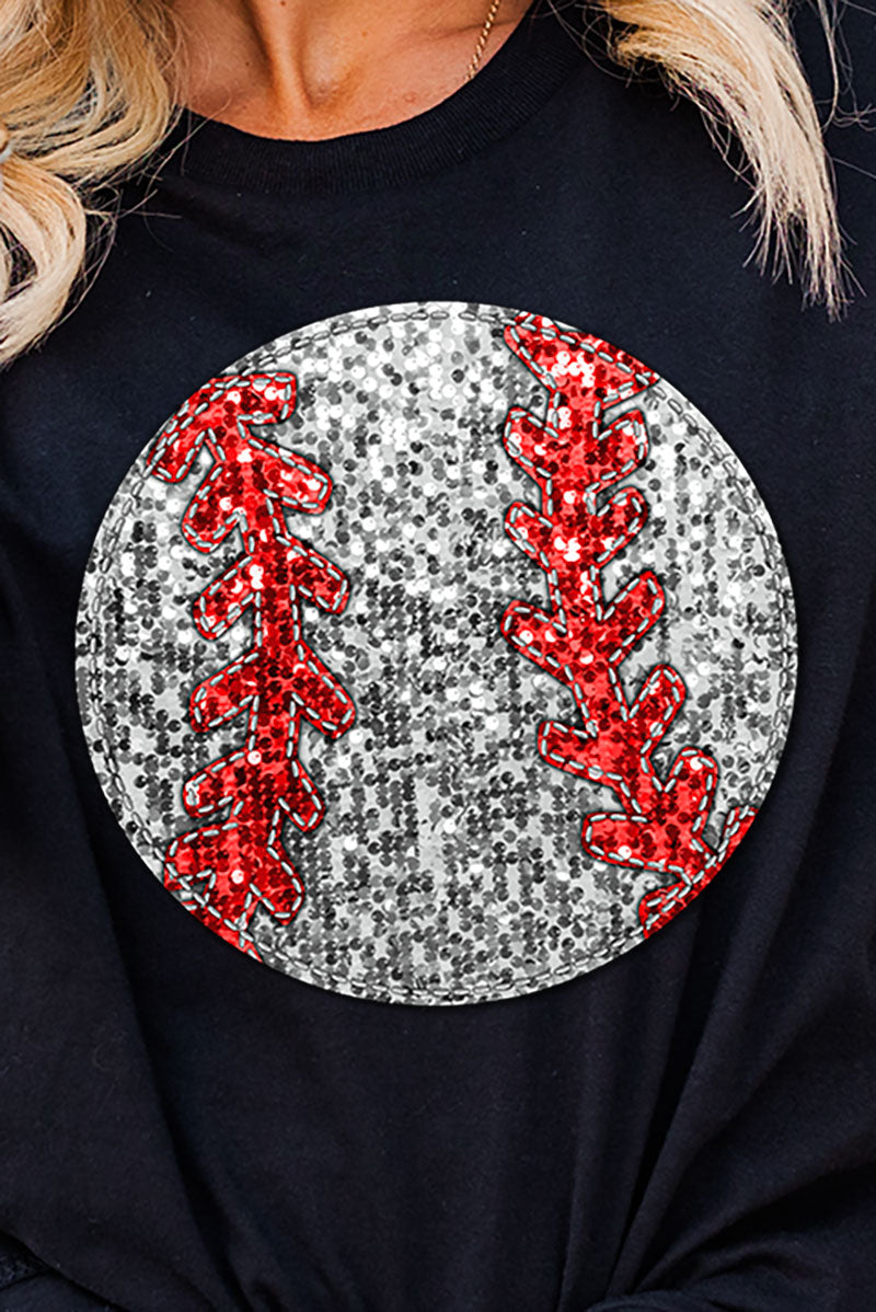 Baseball Faux Sequin Transfer Short Sleeve Relaxed Fit product image 2
