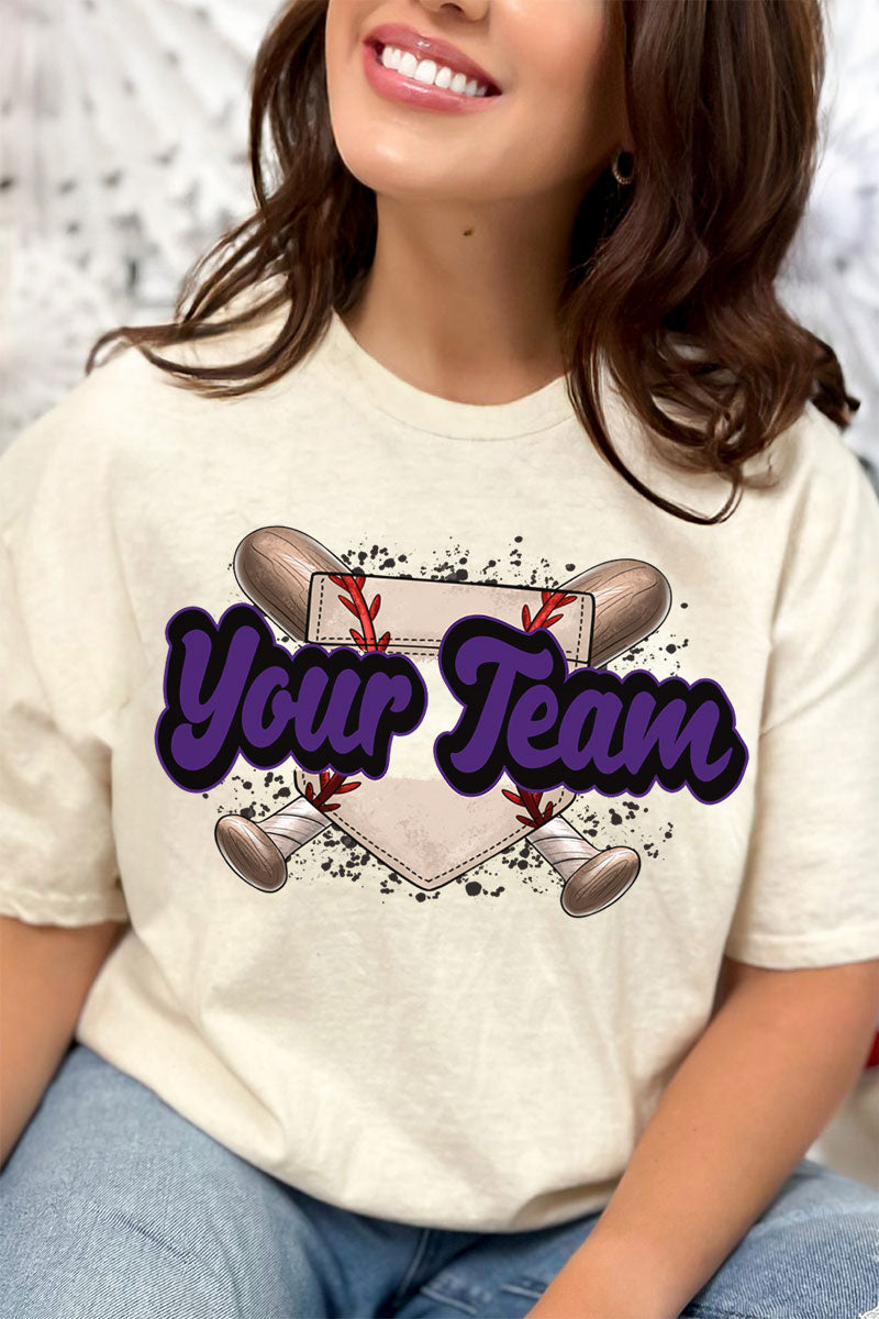 Baseball Home Plate Purple And Black Short Sleeve Relaxed product image 1
