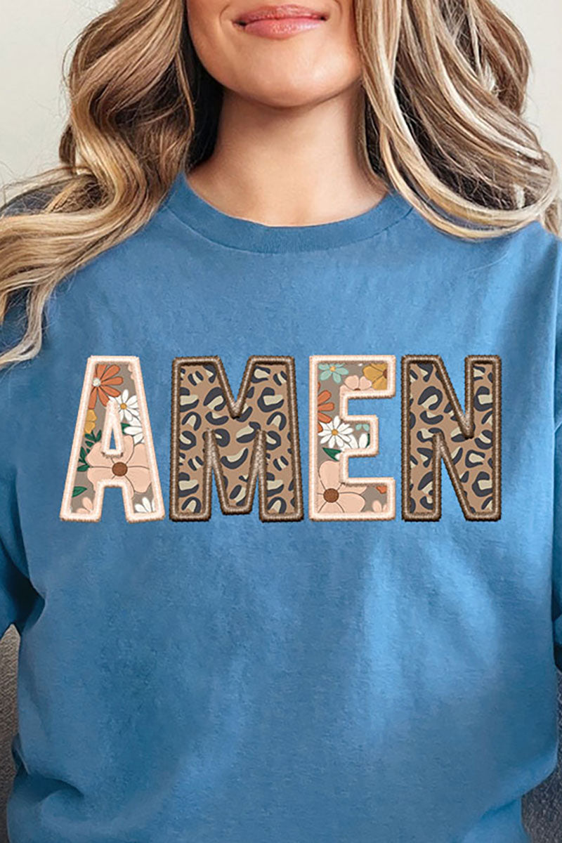 Boho Amen Faux Embroidery Transfer Short Sleeve Relaxed Fit product image 2