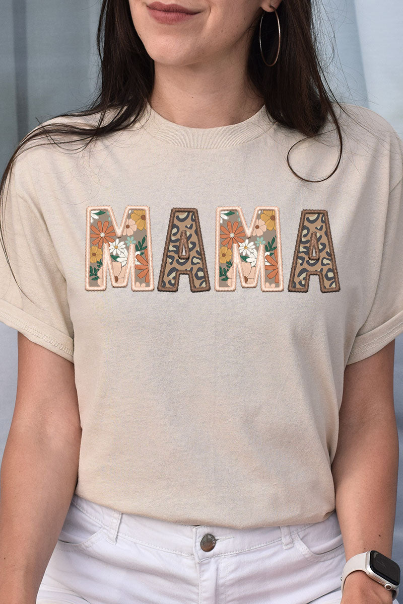 Boho Mama Faux Embroidery Transfer Short Sleeve Relaxed Fit product image 1