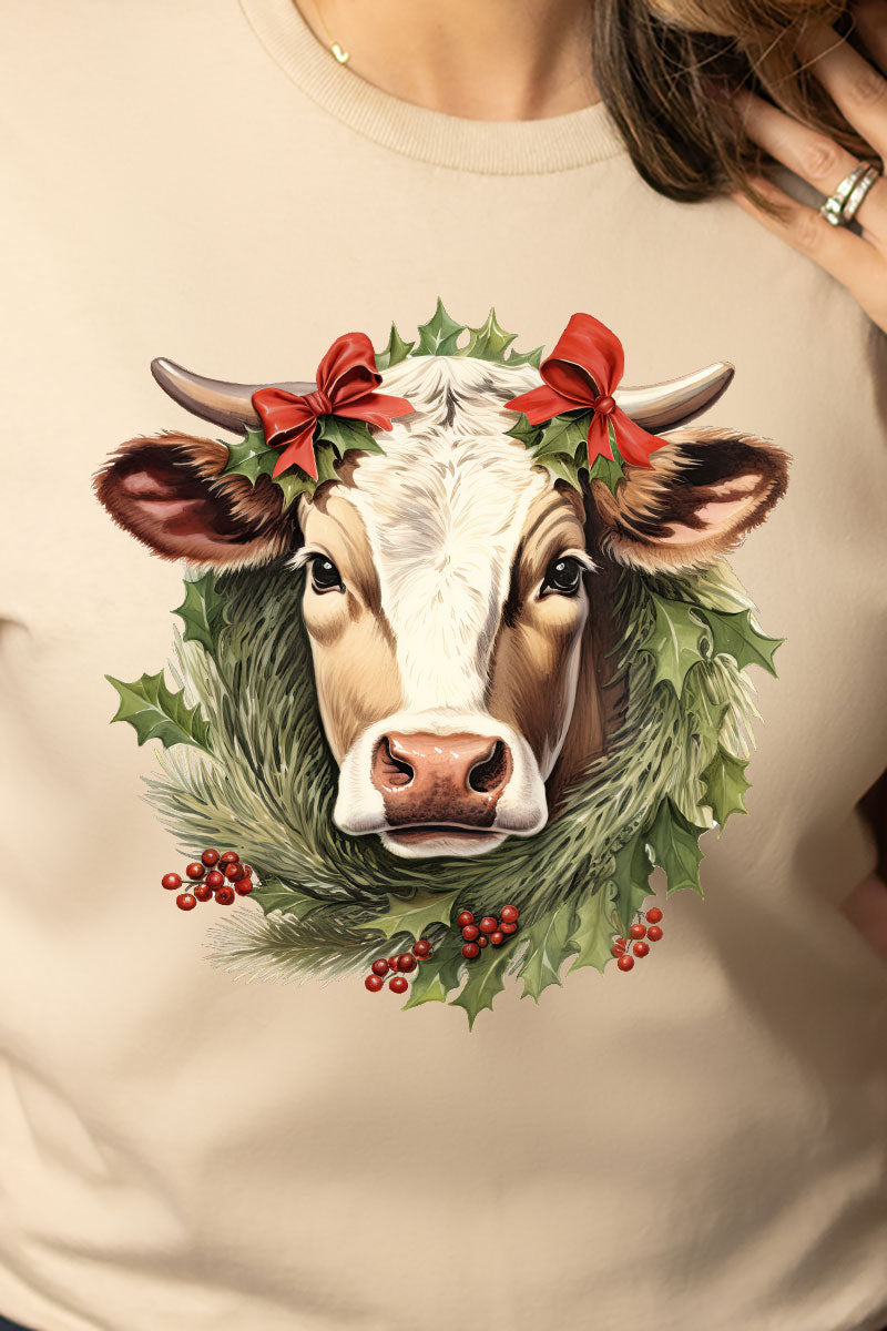 Cow Christmas On The Farm Short Sleeve Relaxed Fit T-Shirt product image 2