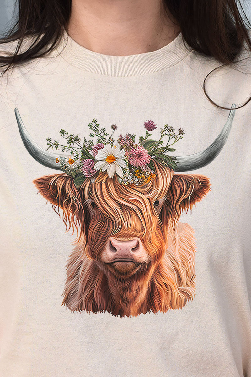 Daisy Highland Cow Short Sleeve Relaxed Fit T-Shirt product image 2