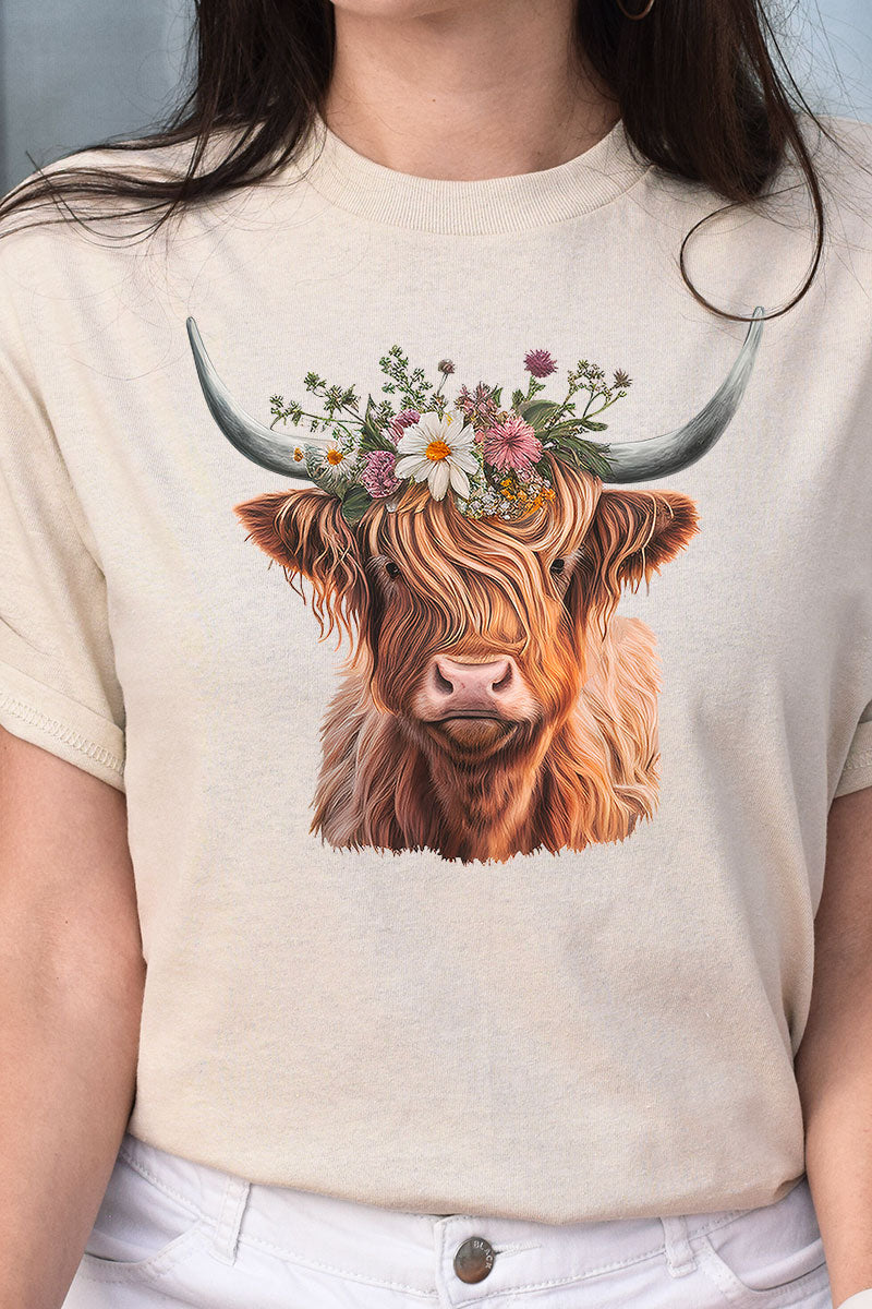 Daisy Highland Cow Short Sleeve Relaxed Fit T-Shirt product image 1