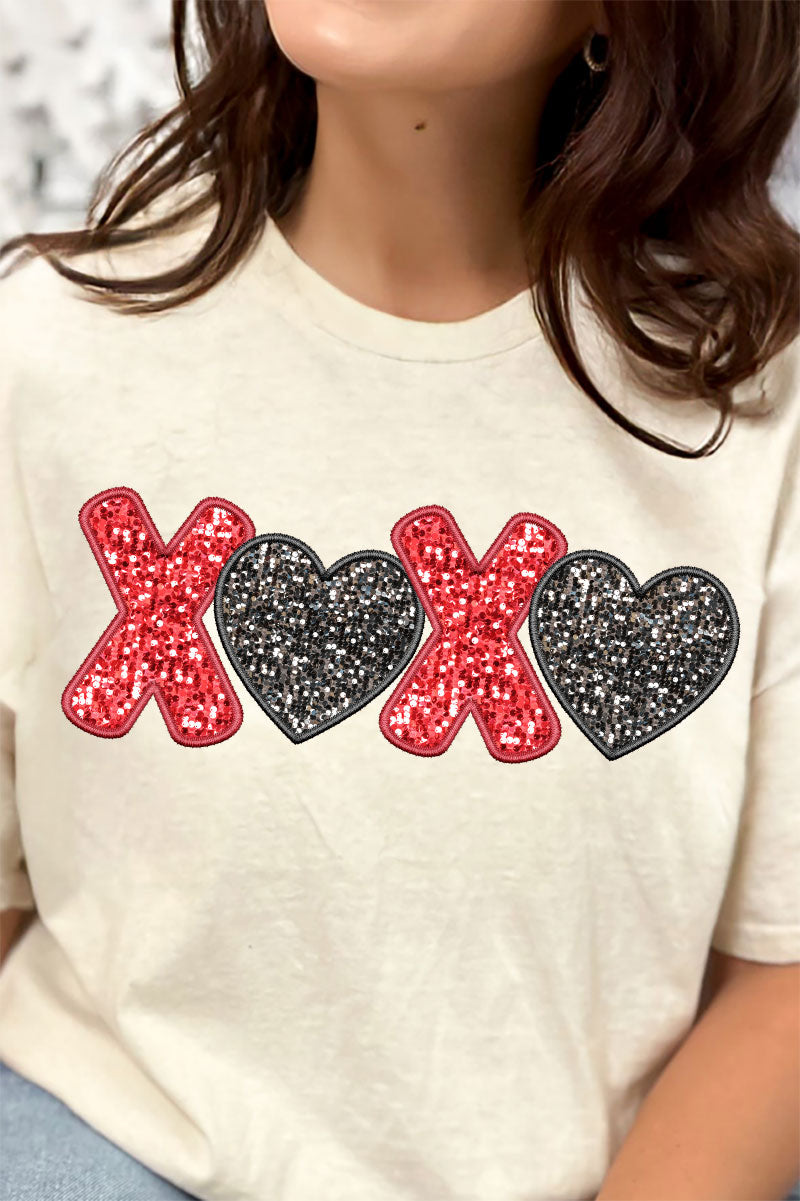 Doodle XOXO Faux Sequin Transfer Short Sleeve Relaxed Fit product image 2