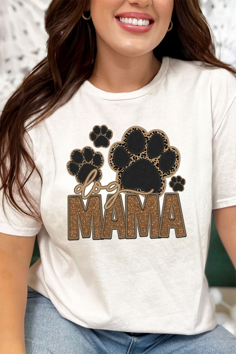 Faux Embroidery Dog Mama Transfer Short Sleeve Relaxed Fit product image 1