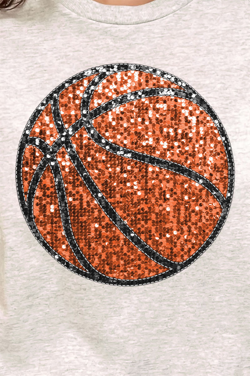 Faux Sequin Basketball Transfer Short Sleeve Relaxed Fit product image 2