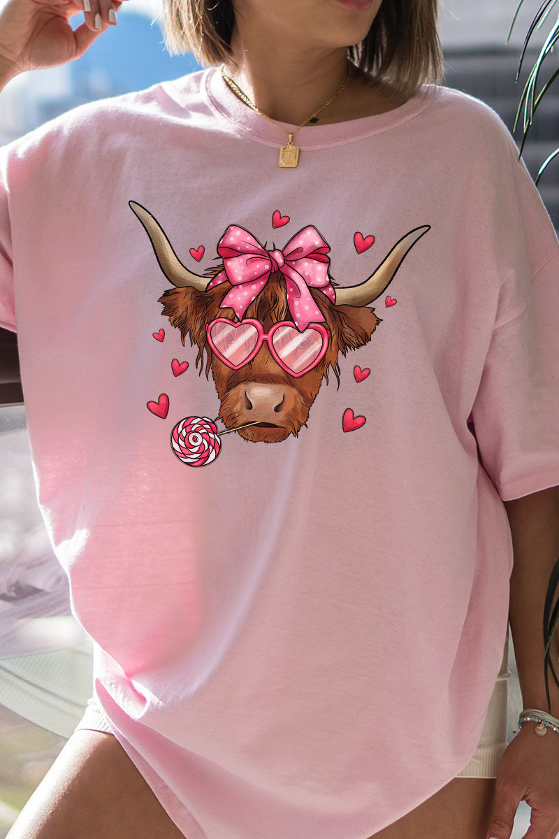 Full Of Love Highland Cow Short Sleeve Relaxed Fit T-Shirt product image 1