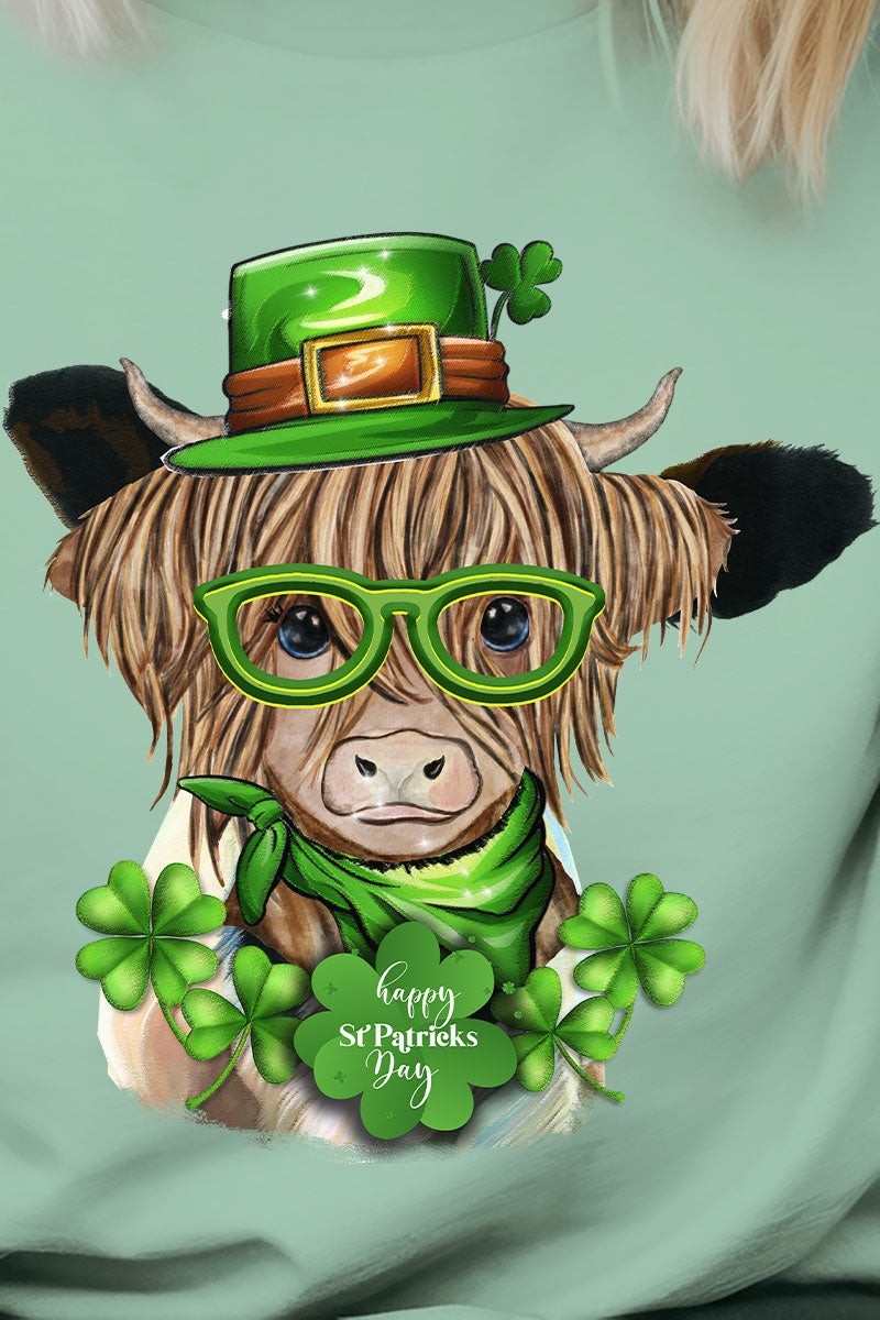 Happy St. Patrick's Day Highland Cow Short Sleeve Relaxed product image 2