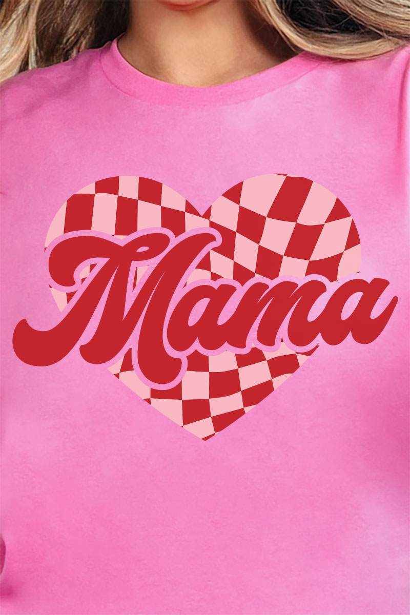 Mama Checkered Heart Short Sleeve Relaxed Fit T-Shirt product image 2