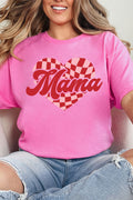 Mama Checkered Heart Short Sleeve Relaxed Fit T-Shirt product image 1