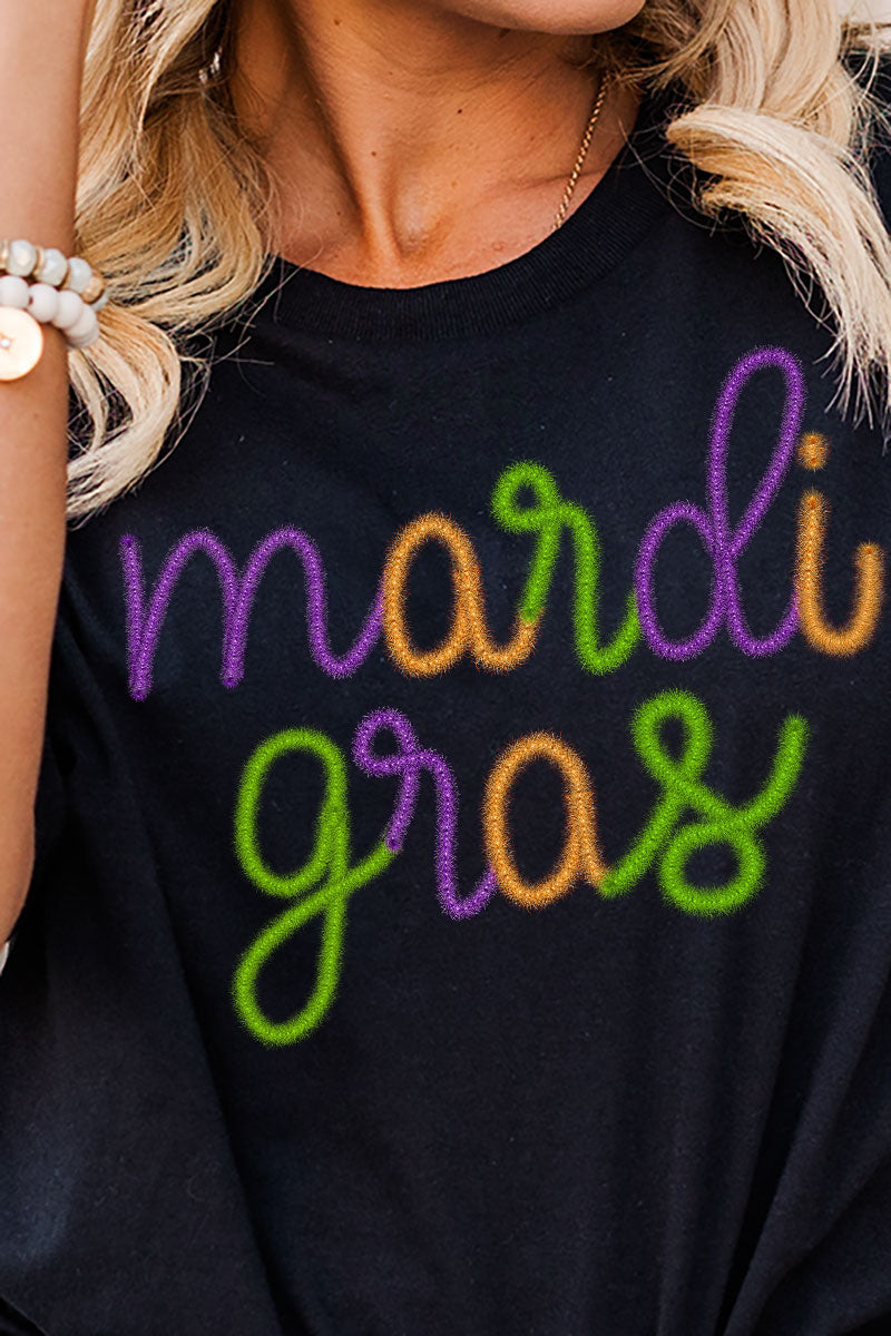 Mardi Gras Faux Tinsel Transfer Short Sleeve Relaxed Fit product image 2