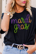 Mardi Gras Faux Tinsel Transfer Short Sleeve Relaxed Fit product image 1