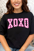 Pink Checkerboard XOXO Short Sleeve Relaxed Fit T-Shirt product image 1