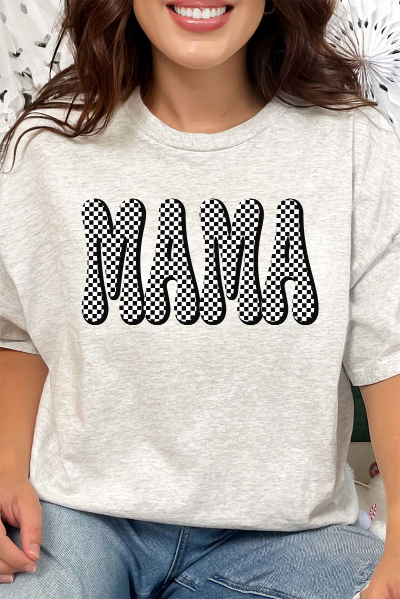 Retro Checkered Mama Short Sleeve Relaxed Fit T-Shirt product image 1