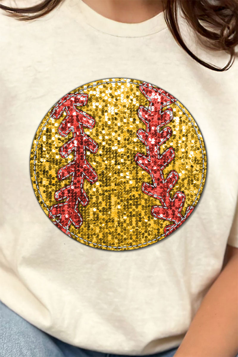 Softball Faux Sequin Transfer Short Sleeve Relaxed Fit product image 2