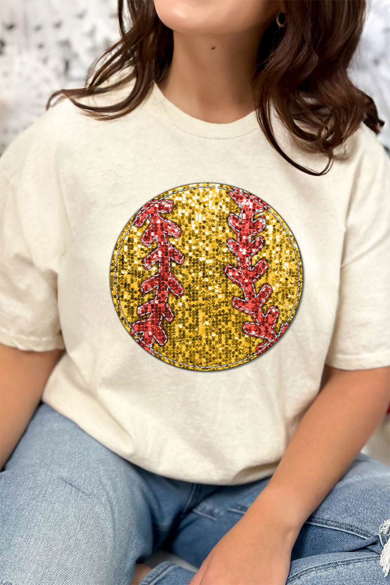 Softball Faux Sequin Transfer Short Sleeve Relaxed Fit product image 1