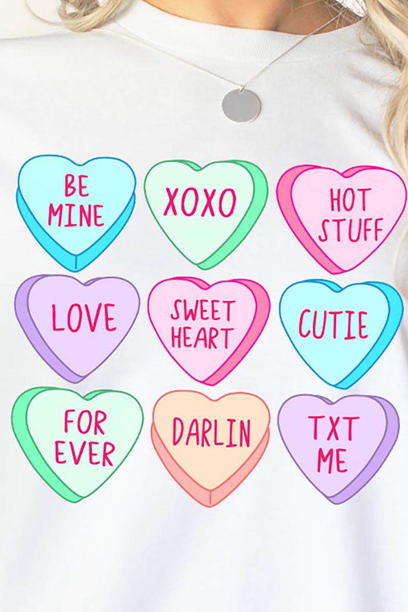 Colorful Candy Hearts Heavy Cotton Long Sleeve Adult T-Shirt product image 2